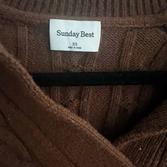 Sunday Best Brown V-Neck Cable Knit Sweater - Picture 3 of 4